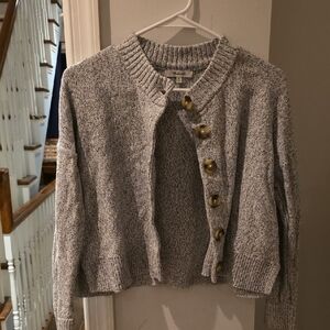 Madewell Heathered Gray Cardigan with Gold Buttons